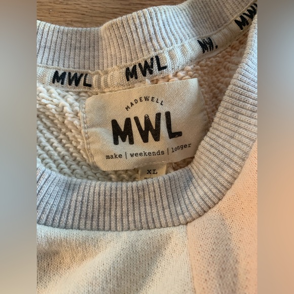 Madewell MWL Women’s Crop Sweatshirt Peach Cream Size XL Preowned - Picture 2 of 9